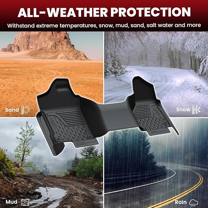 LASFIT Floor Mats for Dodge Ram 1500 2013-2018 & 1500 Classic 2019-2024 Quad Cab Bench Seat(Not for Bucket Seat & Vinyl Flooring), All Weather TPE Custom Fit Car Mats Floor Liners 1st Row Only, Black