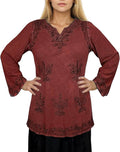 Agan Traders 2025 Winter Long Sleeve Diamond Neck Embroidered Tops - Medieval Boho Vintage Tunic Kurta Blouses for Women