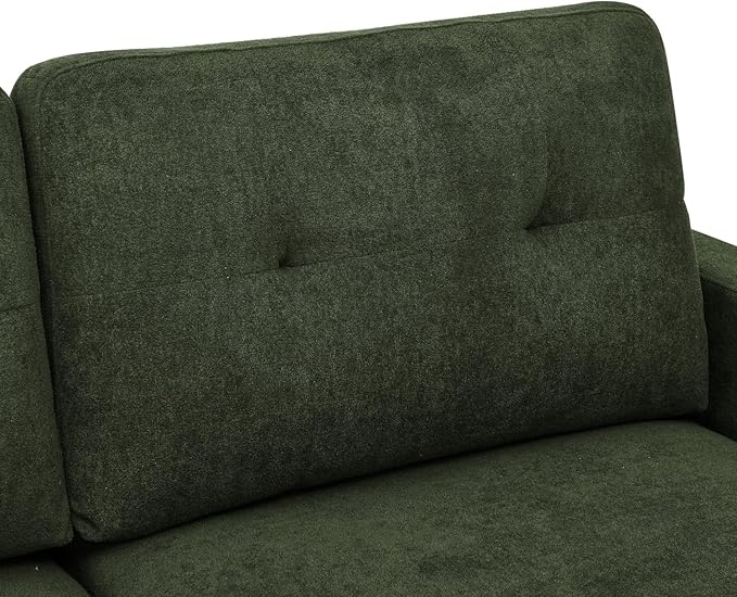 Modern Loveseat Sofa, Velvet Upholstered Small Couch, Green Couch with Wooden Leg, Easy Assembly Couches for Living Room, Small Spaces, Apartment
