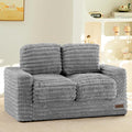 MAXYOYO Extra Wide Kids Bean Bag Chair, Comfy Faux Fur Bean Bag Sofa with Filler, Upholstered Floor Sofa with Pillows and Armrests, Lazy Floor Chair Couch for Boys and Girls, Grey