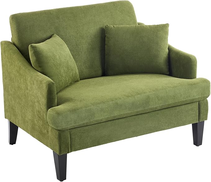 Bezseller Oversized Accent Chair, 33.5'' Wide Seat Comfy Armchair with 2 Pillows, Upholstered Big Reading Chair, Modern Single Sofa Chair for Living Room Bedroom Apartment Office, Green
