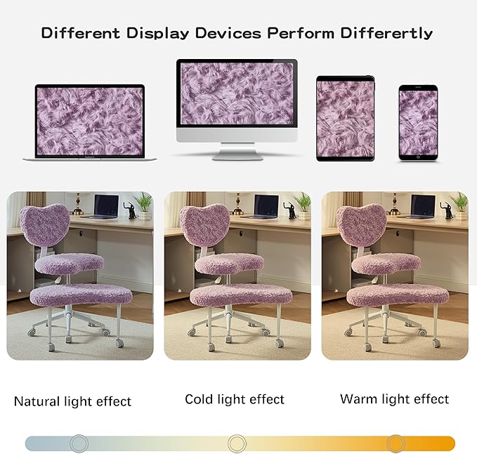 Meditation Chair with Lumbar Support,360° Swivel Cross Legged Chair with Wheels, Ergonomic Cross Legged Office Chair for Adults with ADHD, Height-Adjustable Yoga Chair,Faux Fur, Violet