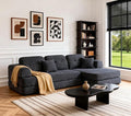 SUYOLS L Shaped 104" Modular Sectional Sofa Bed with Pillows, 8-in-1 Convertible Couch, Sturdy Stainless Steel Frame,Removable Washable Cover,High Resilience Sponge,for Living Room,Apartment,Dark Gray