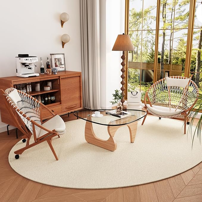 LUCKIIA Coffee Tables Glass Small Farmhouse Coffee Table Mid-Century Modern Wood Center Table for Living Room, Original Transparent, 45 Inch