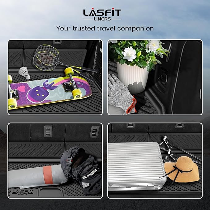 LASFIT Floor Mats&Cargo Backrest Mat for 7 Seats Ford Expedition Standard&Lincoln Navigator Standard 2025 2026 (Not Fit 8 Seats),Costom Fit All Weather Protection TPE Easy Clean Floor Liners,1pcs.