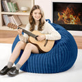 Homguava 2FT Bean Bag Chair, 2' Small Bean Bags with Memory Foam Filled, Beanbag Chairs with Machine Washable Cover Dutch Corded Plush Cover for Classroom,Living Room,Bedroom-Blue