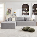 Opiesit 108" Boneless Couches for Living Room, Modular Sectional Sofa with Oversized Chaise, L-Shape Cloud Couch with Deep Seat, High-Density Memory Foam, No Assembly Required, Plush Corduroy Grey