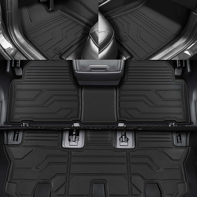 KARPAL Floor Mats Fit for Hyundai Santa Fe 2024 2025 2026 (Fit Hybrid and Gas) 6-Seat/7-Seat, All Weather TPE Car Mats Cargo Liners Guard Accessories, 1st & 2nd & 3rd Row & Cargo Liners