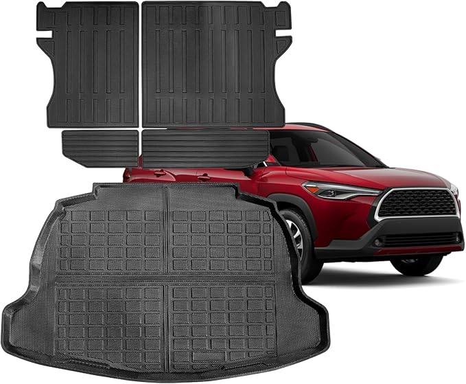 Backrest Mats & Cargo Liner Compatible for 2022-2025 Toyota Corolla Cross Trunk Mat seat Back Cover for Corolla Cross 2022-2025 Accessories (Only Fit SUV FWD Gasoline)