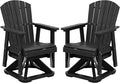 SERWALL Adirondack Swivel Glider Chair, HDPE Glider Set of 2 for Outdoor, All-Weather Glider Chair for Porch, Balcony, Midnight Black