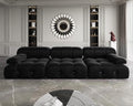 JACH Black Modular Sectional Sofa, 104" Minimalist Mid-Century Velvet Sofas, Comfy Deep Seat Convertible Sofa, Sectional Couch for Living Room, Apartment