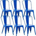 Metal Dining Chairs Set of 6 - Stackable Tolix Chair Indoor/Outdoor for Kitchen, Cafe,Restaurant, Bistro & Patio Multiple Colors(Blue)