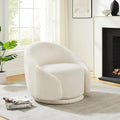 VANOMi Swivel Accent Chairs, Sherpa Round Swivel Barrel Chair with Armrest, Comfy Chair for Bedroom, Corner, Living Room, Apartment, White