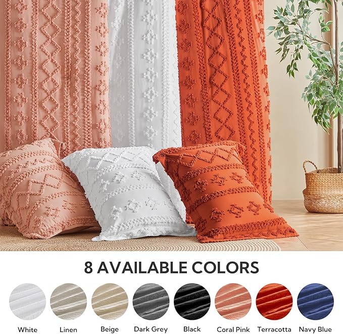 MR&HM White Boho Comforter Set, Farmhouse Bedding Set, Queen Bed in a Bag Set 7 Pieces with 1 Comforter, 2 Pillow Shams, 2 Pillowcases, 1 Flat Sheet, 1 Fitted Sheet for All Seasons