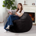 Homguava 4FT Bean Bag Chair for Adults,Teardrop Bean Bags Big Beanbag Chair with Memory Foam Filled and Ultra Soft Removable Corduroy Cover for Living Room, Bedroom (Black)