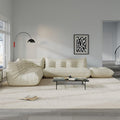 Comfy Lazy Floor Sofa Couch,Soft Armless Chair,Corner Faux Leather Lounge Chair,Corner Relax Sofa Couch for Living Room Bedroom,Salon Office,Adults(Corner+3P++2P+Ottoman)