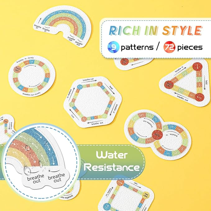 Gersoniel 72 Pcs Anxiety Sensory Stickers Strips Adhesive Textured Mental Health Calm Stickers Mindfulness Fidget Decals Stress Anxiety Relief Items for Therapy Office Desk Counselor(Return Breathe)