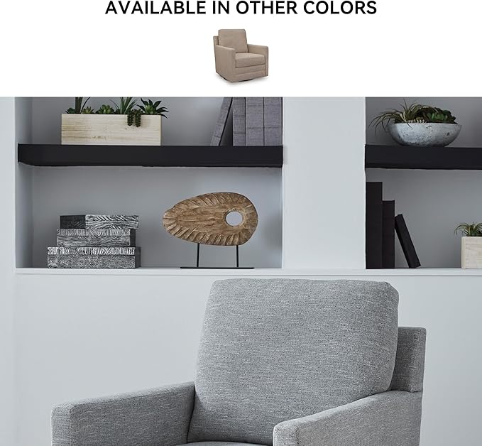 Signature Design by Ashley Freybourne Next-Gen Nuvella Casual Stain Resistant Swivel Accent Chair with Reversible Cushions, Light Gray