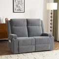 PALLOME Manual Reclining Loveseat Sofa, 2-Seater Recliner Couch with Cup Holders, Fabric Reclining Sofa for Living Room/RV (Gray)