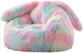 Bean Bag Chair for Adults Kids Giant Fluffy Plush Bean Bag Sofa with Filler Faux Fur Rabbit Shaped Beanbag Chairs Comfy Accent Floor Couch for Gaming, Reading in Bedroom, Living Room, Dorm