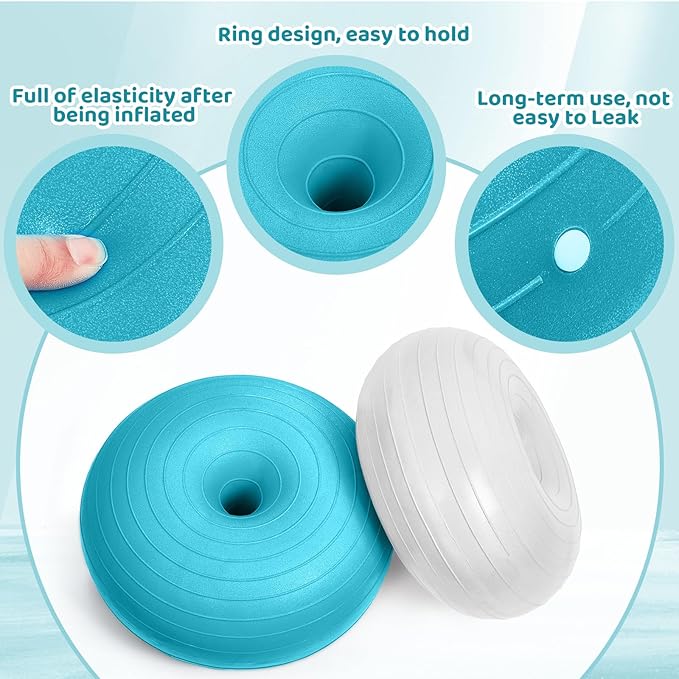 Lewtemi 4 Pcs Flexible Seating for Classroom Elementary 20 Inch Yoga Ball Chair Inflatable Donut Ball Chair with Inflator for Kids Student Sensory Balance Office Exercise
