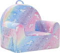 MeMoreCool Comfy Toddler Chair for 1-3 Years Old, Glow Unicorn Kids Reading Chair, Soft Plush Toddler Armchair, Cozy Foam Lounge Kids Armchair for Baby Room, Living Room, Playroom, Reading Nook