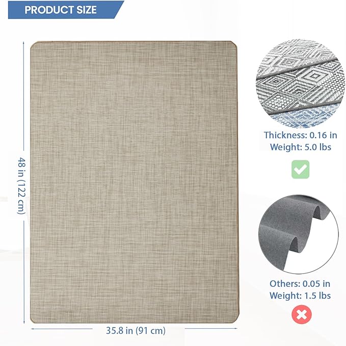 Chair Mat for Hardwood Floor, 36" x 48" Heavy Duty Office Chair Mat for Rolling Chairs, Anti Slip, Non-Curve, Floor Protector for Home Office, Beige