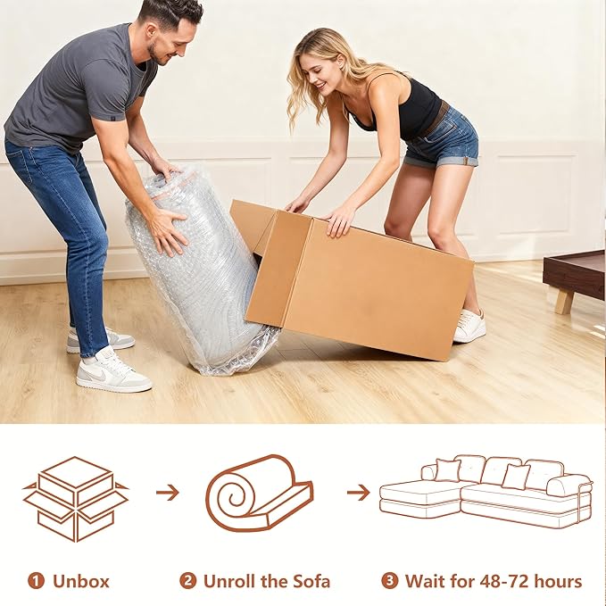 KEIKI 104" Modern Sectional Modular Sofa Bed with Chaise,Enhanced Frame Stability,Compressed Memory Foam Couch for Living Room Bedroom