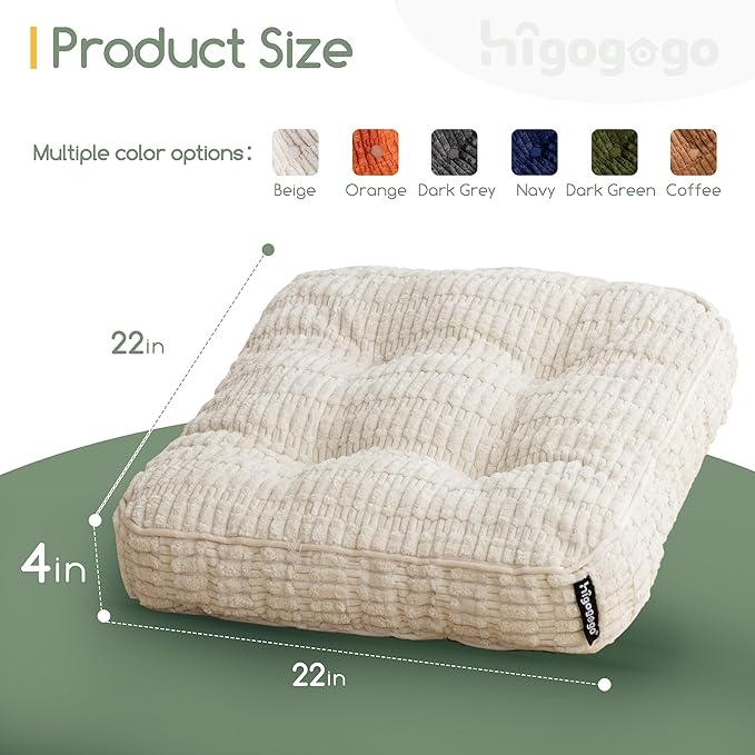 Washable Floor Pillow Cushion for Adults, Meditation Cushion Pillow, Removable Tufted Blended Corduroy Cover, Large Square Floor Sitting for Tatami Living Room or Yoga, 2Pack, Machine Washable