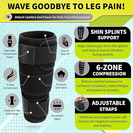 BLITZU Calf Brace for Torn Calf Muscle, Adjustable Neoprene Compression Sleeve for Women, Men, Runners. Support Wrap for Shin Splints, Strain, Tear, Lower Leg Tibia Injury, and Pain Relief. L-XL