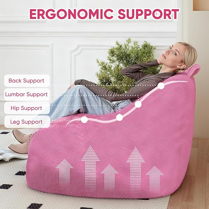 4FT Bean Bag Chair Giant BeanBag Sofa with Memory Foam Filled, Large Bean Bag Chairs for Adults, Adult Bean Bag Chair with Dutch Cover for Living Room Bedroom