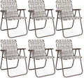 GYMAX Lawn Chair Folding, Webbed Beach Lounge Chairs Set with Highback, Outdoor Portable Lightweight Camping Dinning Chair for Patio, Lawn, Poolside, Sports, Garden, Backyard (6,Coffee)