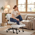 Homall Ergonomic Cross Legged Office Desk Chair with Wheels, 360° Swivel and Adjustable Height for Meditation and ADHD,Criss Cross Kneeling Chair with Lumbar Support (Teddy Fabric, White)