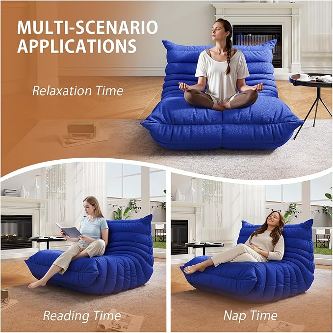 Selyteramy Oversized Bean Bag Chairs for Adults, Giant Beanbag Chair with Memory Foam, Comfy Lounge Chair Lazy Sofa for Apartment, Living Room, Bedroom, Office(Teddy Fabric)