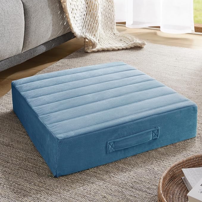 Codi Thick Replacement Couch Cushions, Upholstery Foam with Washable Covers for Sofa Cushion Chair Meditation - 24 × 24 × 5 Inch, High Density Foam, Blue
