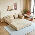 59 Inch 5-in-1 Convertible Sofa Bed, Corduroy Boneless Floor Couch with Fixed Frame & Pillow, Modular Folding Mattress Lounger for Small Space, Living Room, Bedroom - Easy Assembly(Beige)