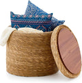 Wimarsbon Round Pouf Ottomans, Handwoven Natural Water Hyacinth Seagrass Pouffe,Outdoor Rattan Stool Accent Seat, Bohemian Coastal Home Decor (Storage - 18inch Natural Cattail)
