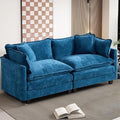 SoarFlash 77.95" Chenille Sectional Sofa, Comfy Modular Loveseat Sofa, Modern 2-Seat Couch Deep Seat Sofa Set for Living Room,Blue