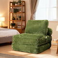75''Foldable Sofa Bed,Green Convertible Folding Sleeper Chair Bed,Foldable Single Sofa Foam Filling Couch with Pillow, Comfy Corduroy Lazy Floor Sofa for Small Room Living Room Bedroom Apartment