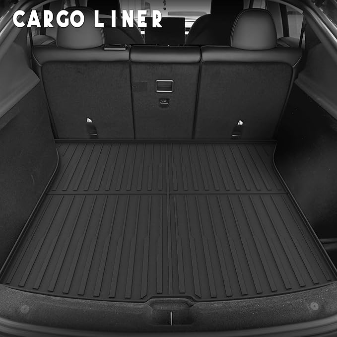 KARPAL Floor Mats for Tesla Model Y Juniper 2025 2026 (5 Seat), All Weather TPE Floor Liners Front & 2nd Row & Cargo Liners, Model Y Juniper Accessories 4PCS