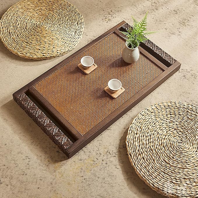 Low Coffee Table Folding Floor Tables Foldable Tea Table Accent Tables Solid Wood Frame ﻿for Living Room Lightweight