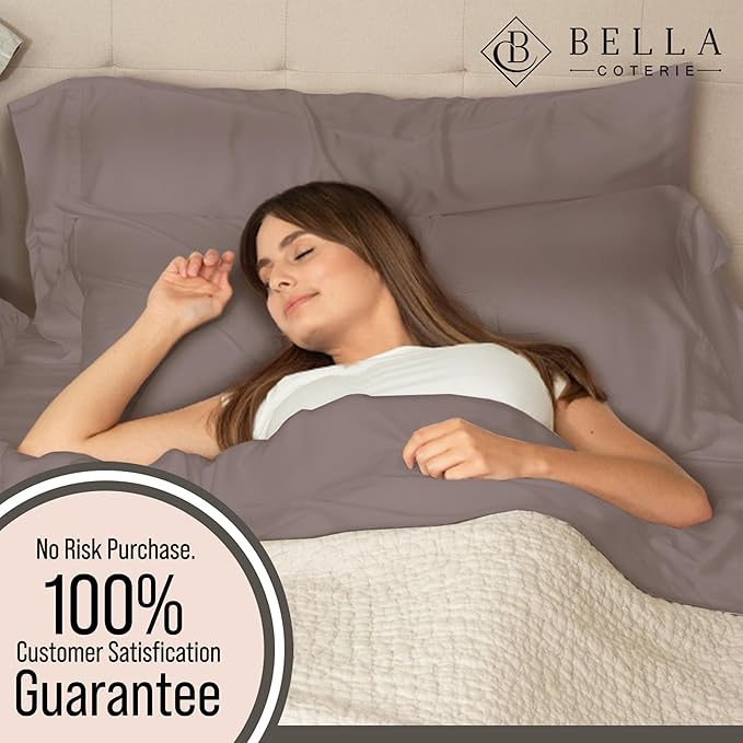 Bella Coterie Luxury Bamboo Viscose Queen Size Sheet Set | 100% Organically Grown | Ultra Soft | Cooling for Hot Sleepers | 18" Deep Pocket [Mocha]