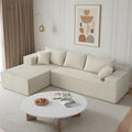 Sectional Cloud Boneless Couch for Living Room Bedroom, Comfy Modern L Shaped Modular Sofa with Left Facing Chaise, Deep Seat Memory Foam Couch in Box, No Assembly (Fine Striped Corduroy, Beige)