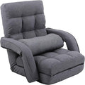 FLOGUOR 14-Position Adjustable Floor Chair, Chaise Lounge Indoor, Folding Lazy Sofa with Armrests and a Pillow Padded Adults Gaming Chairs for Living Room, Bedroom Factory Price,8803 (Grey)
