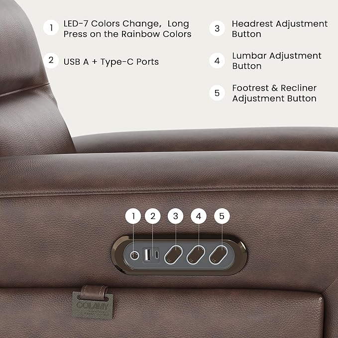 COLAMY Aura Triple Motors Power Recliner Chair with Power Headrest & Lumbar Support for Living Room, Home Theater Seating with Armrest Storage, Dark Brown