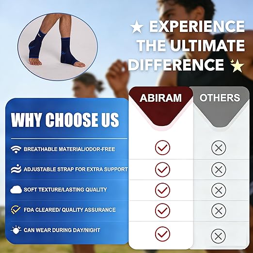 ABIRAM Ankle Brace for Women & Men, Ankle Compression Sleeve with Wrap, Foot Support Sleeve, Ankle Support for Sprained Ankle, Plantar Fasciitis Relief Socks, Achilles Tendonitis, Sport,S