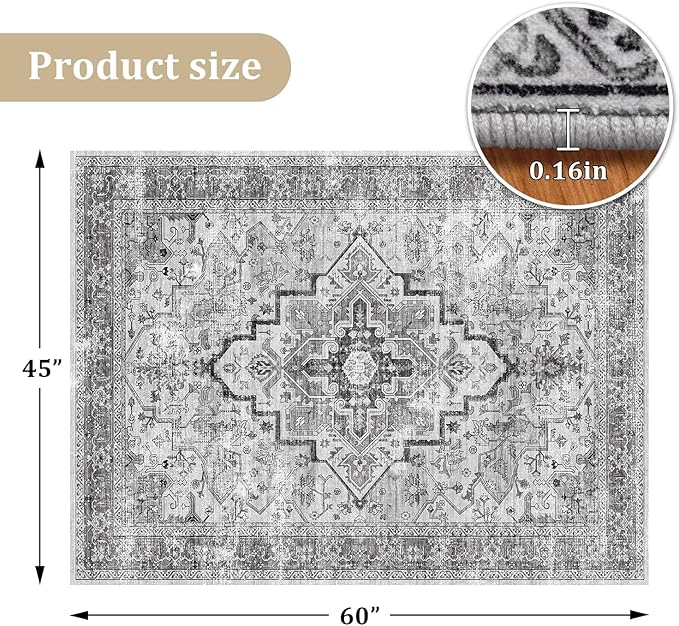 chakme Office Chair Mat for Hardwood Floor, 60"x45" Easy Glide Computer Desk Mat Protector for Rolling Chair Under Desk Rug Nonslip Backing, Machine Wash, (Boho)