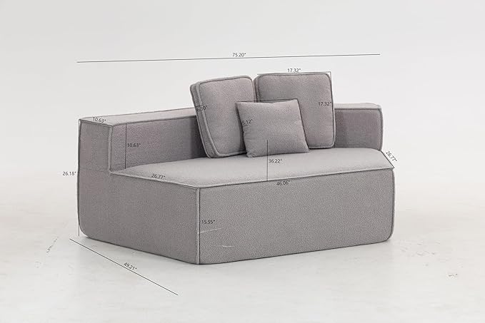 KEIKI 75.2" Teddy Fleece Single Sofa Chair – Cozy Modular Floor Couch with Deep Seat & All-Foam Comfort, Snuggle Lounge Chair for Kids’ Rooms, Play Areas & Pet-Friendly Homes