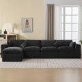 155''Cloud Boneless Sectional Couch, Modular Sectional Sofa Deep Seat with Ottoman, Oversized Upholstered Convertible Comfy 5 Seater Chenille Sofa L Shape Couches for Living Room, Dark