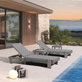 PURPLE LEAF Patio Chaise Lounge Modern Outdoor PU Leather Style Lounge Chair 4 Pieces with Adjustable Backrest Luxury Aluminum Chaise Lounge Chairs for Pool Garden Backyard Beach, Grey